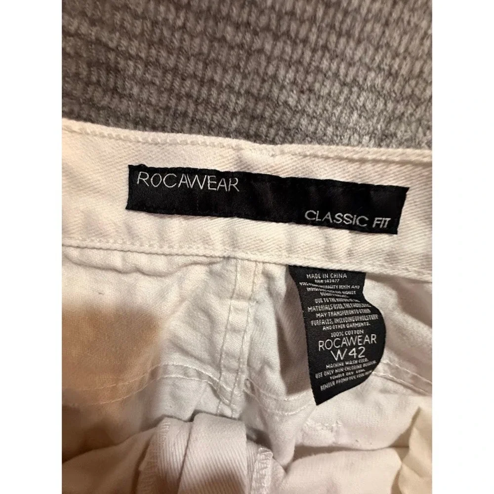 Rocawear Classic Fit‎ White Denim Jeans Mens Straight Streetwear Hip Hop 40X32